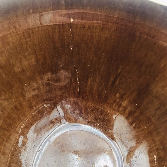 Monmouth Western Stoneware Crock Mixing Bowl 1940s Diamond Brown MCM VTG - Picture 6 of 9